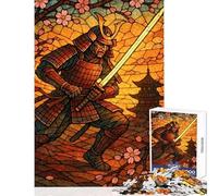 Samurai Stained Glass Art Jigsaw 1000 Pieces for Teenagers Improve Overall Mental Performance Mindful Soothing Leisure Game (38x26cm)