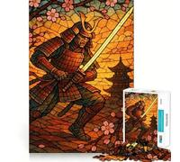 Samurai Stained Glass Art Jigsaw Puzzles for Teenagers 1000 Piece Mind Challenge Toy Relaxing Fun Precise Cut Festive Gift (38x52cm)