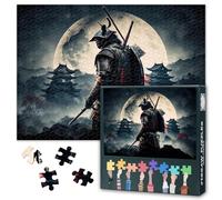 Samurai Standing in front of a Full Moon - Japanische Samurai - 1000 Piece Jigsaw Puzzle for Adults -Challenging Puzzle Perfect for Game Nights - Finished Size is 70 * 50cm