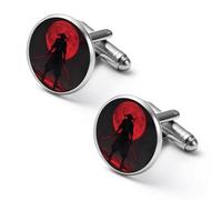 Samurai Standing in Rain Mens Classic Cufflinks Custom Shirt Cuff Links Jewelry Accessories for Business Wedding 0.7" 0.8"