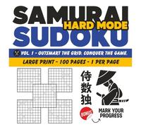 Samurai Sudoku Large Print Hard Puzzle Book for Adults - 100 Expert-Level Samurai Logic Puzzles to Train Focus, Boost Memory and Master the Grid: The ... Puzzles with Solutions (Easy, Medium, Hard))