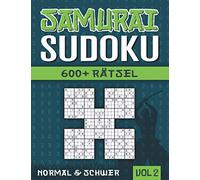 Samurai Sudoku: Sudoku Heft mit 600+ 5-fach Sudoku Rätseln - Normal und Schwer - mit Lösungen - Vol 2