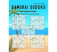 Samurai Sudoku: Summer 250 Puzzle Book, Overlapping into 50 Samurai Style Puzzles, Hard Sudoku Volume 4