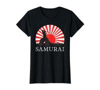 Samurai Sun Japanese Ancient Warrior Retro Bushido Japan Value Graphic T-Shirt, Women, Black, L