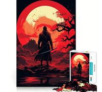 Samurai Sunset Japan 1000 Pieces Jigsaws Adults Puzzles Think Smart Toy Home Activity Smooth Cut Xmas Surprise (38x26cm)