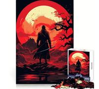 Samurai Sunset Japan 1000 Pieces Jigsaws Adults Puzzles Think Smart Toy Home Activity Smooth Cut Xmas Surprise (38x26cm)