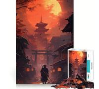 Samurai Sunset Landscape 1000 Piece Jigsaw Puzzles for Teenagers Jigsaw Wise Think Toy Relax Time Clear Cut Festival Gift (38x52cm)