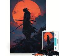Samurai Sunset Landscape Jigsaw Puzzle 1000 Piece for Teenagers Logic Sense Toy Calm Pastime Smooth Edge Premium Gift (50x75cm)