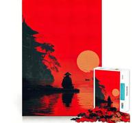 Samurai Sunset Silhouette 1000 Piece Jigsaw Puzzles for Adults Jigsaw Recall Boost Mental Relax Smooth Cut Birthday Gift (38x26cm)