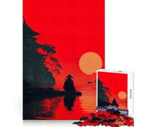 Samurai Sunset Silhouette 1000 Piece Jigsaw Puzzles for Adults Jigsaw Recall Boost Mental Relax Smooth Cut Birthday Gift (38x26cm)