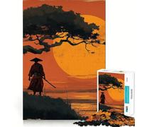 Samurai Sunset Silhouette 1000 Piece Jigsaws for Adults Puzzle Strengthen Recall Stress Relief Quality Edge Bday Surprise (38x26cm)