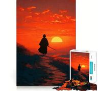 Samurai Sunset Silhouette 1000 Pieces Jigsaw Puzzles for Adults Fine Logic Toy Leisure Time Neat Edge Art Collectible (38x26cm)