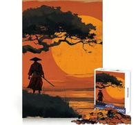 Samurai Sunset Silhouette Hard Jigsaw Puzzle for Adults 1000 Pieces Intellect Toy Cozy Time Quality Cut (50x75cm)