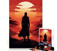 Samurai Sunset Silhouette Jigsaw Puzzle for Teenagers 1000 Pieces Mind Skill Toy Gentle Leisure Design Assembly Premium Gift (38x26cm)