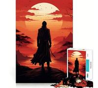 Samurai Sunset Silhouette Jigsaw Puzzle for Teenagers 1000 Pieces Mind Skill Toy Gentle Leisure Design Assembly Premium Gift (38x26cm)