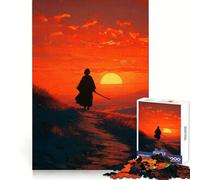 Samurai Sunset Silhouette Jigsaw Puzzles 1000 Pieces for Adults Strengthen Recall Calm Mind Quality Edge Warm Surprise (38x52cm)