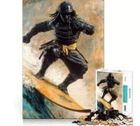 Samurai Surfing Jigsaw Puzzles for Teenagers 1000 Piece Brain Workout Toy Mental Relax Art Assembly Unique Gift (50x75cm)