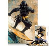 Samurai Surfing Jigsaw Puzzles for Teenagers 1000 Piece Brain Workout Toy Mental Relax Art Assembly Unique Gift (50x75cm)