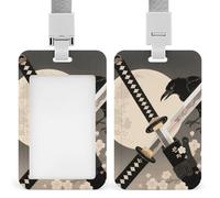 Samurai Sword Draw ID Badge Holder with Vertical Card Badge Holder Waterproof Plastic Card Sleeve Badges Protector Case Name Tag ID Card Holder for Office Doctor Nurse Teachers