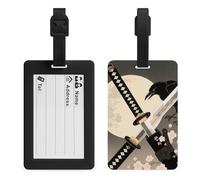Samurai Sword Draw Luggage Tags for Suitcases Personalized Luggage Tags Business Card Holder Travel ID Bag Tag with Address Card Quick Spot Baggage Identifier for Carry On