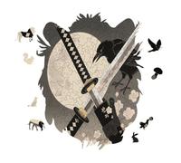 Samurai Sword Draw Personalized Jigsaw Puzzles, 141 Pcs Wooden Jigsaw Puzzle Tiger Head Shape Puzzle Gift