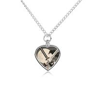 Samurai Sword Draw Pet Urn Necklace for Dog Cat Ashes Heart Cremation Keepsake Pendant Memorial Jewelry Gifts for Women Men