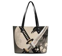 Samurai Sword Draw Tote Bag for Women Top Handle Purses Leather Handbags Casual Work Tote Travel Shoulder Bag