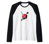 Samurai Sword Over Japan Map Tradition Meets Modernity Raglan Baseball Tee