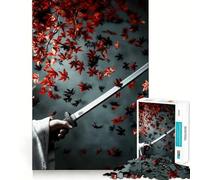 Samurai Sword ﹨u Falling Leaves Hard Jigsaw Puzzle for Adults 1000 Pieces Intellect Toy Cozy Time Quality Cut (50x75cm)