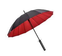 Samurai Sword With Long Handle Umbrella,16 Bone Semi Automatic Umbrella Creative Windproof Long Umbrella for Adults Rain Protection Gift Decoration Travel Birthday G Red black