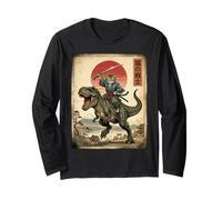 Samurai T-Rex Dinosaur Katana Japanese Sun Art Dino Japan Long Sleeve T-Shirt