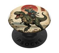 Samurai T-Rex Dinosaur Katana Japanese Sun Art Dino Japan PopSockets Adhesive PopGrip