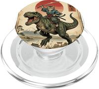 Samurai T-Rex Dinosaur Katana Japanese Sun Art Dino Japan PopSockets PopGrip for MagSafe