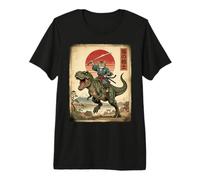 Samurai T-Rex Dinosaur Katana Japanese Sun Art Dino Japan Premium T-Shirt