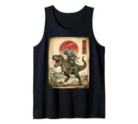 Samurai T-Rex Dinosaur Katana Japanese Sun Art Dino Japan Tank Top