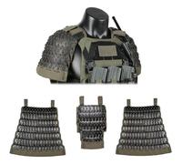 Samurai Tactical Armor Full Set, 1 Pair x Shoulder Armors, 1 Pair x Short Skirt Armor, 1 x Armor Crotch Protector, 500D Medieval Warrior Knight Protector,RG