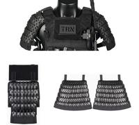 Samurai Tactical Armor Full Set, 1 Pair x Shoulder Armors, 1 Pair x Short Skirt Armor, 1 x Armor Crotch Protector, 500D Medieval Warrior Knight Protector,Black