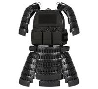 Samurai Tactical Armor Set, 4-in-1 Pauldron, Skirt & Crotch Protector | Carbon Steel, 500D Composite Nylon, Decorative Prop, Rope-Knot Detailing, Handmade Variations, Cosplay