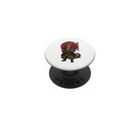 Samurai Tanuki Raccoon Dog Japanese Warrior Animal PopSockets Adhesive PopGrip
