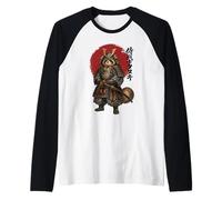 Samurai Tanuki Raccoon Dog Japanese Warrior Animal Raglan Baseball Tee