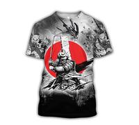 Samurai Tattoo T-Shirt 3D Printed Japanese Demon Men Harajuku Casual Short Sleeve Tops - TX-4(US Size),Warrior,XXL