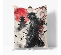 Samurai Throw Blanket Soft Warm Cozy Japanese Bushido Blankets Fuzzy Plush Fleece Samurai Blanket for Couch Bed Sofa Home Decor 40''X50''