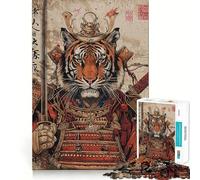 Samurai Tiger Jigsaw Puzzle for Teenagers 1000 Pieces Recall Upgrade Soothing Fun Clear Cut Wall Art Decor (38x26cm)