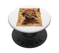 Samurai Tiger Vintage Japanese Anime Warrior Graphic Art PopSockets Adhesive PopGrip