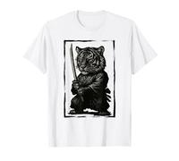 Samurai Tiger Warrior Ink Artwork Tiger Samurai T-Shirt