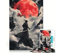 Samurai Under Blood Moon 1000 Piece Jigsaw Puzzle for Adults Smart Reason Toy Home Enjoy Sharp Edge Santa Wish Item (38x52cm)