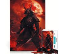 Samurai Under Blood Moon 1000 Piece Jigsaw Puzzles for Adults Jigsaw Mind Puzzle Mind Calm Art Assembly Unique Gift (38x52cm)