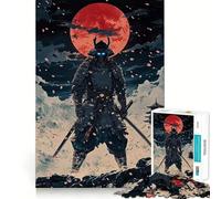 Samurai Under Blood Moon 1000 Piece Jigsaw Puzzles for Adults Smart Reason Toy Quiet Fun Smooth Edge Festival Gift (38x52cm)