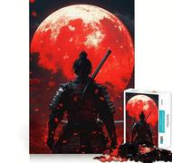 Samurai Under Blood Moon 1000 Piece Jigsaw Puzzles for Teenagers Jigsaw Think Game Calm Mind Quality Edge (38x52cm)