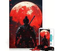 Samurai Under Blood Moon 1000 Piece Jigsaw Puzzles for Teenagers Memory Boost Home Leisure Image Assembly Lovely Gift (50x75cm)